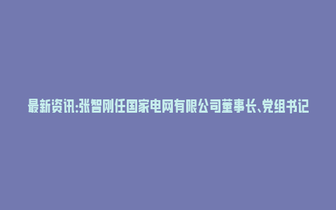 最新资讯：张智刚任国家电网有限公司董事长、党组书记_https://www.npxbk.com_财经_第1张