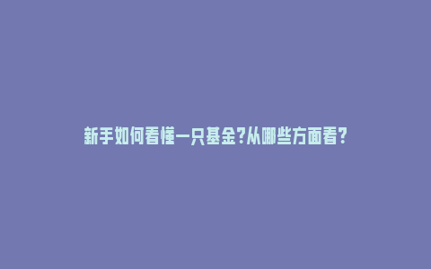 新手如何看懂一只基金？从哪些方面看？_https://www.npxbk.com_股市_第1张