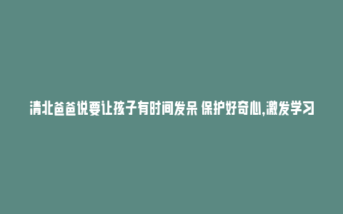 清北爸爸说要让孩子有时间发呆 保护好奇心，激发学习动力_https://www.npxbk.com_商业_第1张