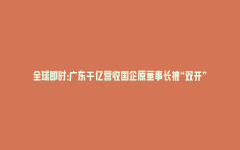 全球即时：广东千亿营收国企原董事长被“双开”_https://www.npxbk.com_宏观_第1张