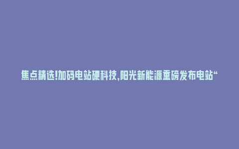 焦点精选！加码电站硬科技，阳光新能源重磅发布电站“魔方”技术平台！_https://www.npxbk.com_财经_第1张