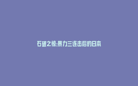 石破之惊：暴力三连击后的日本_https://www.npxbk.com_商业_第1张