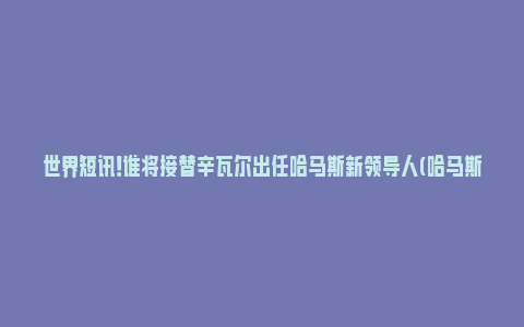 世界短讯！谁将接替辛瓦尔出任哈马斯新领导人(哈马斯精神领袖哈辛)_https://www.npxbk.com_财经_第1张