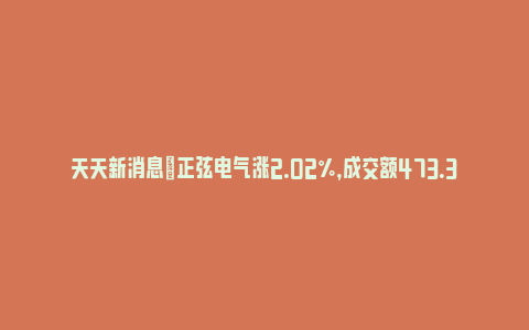 天天新消息|正弦电气涨2.02%，成交额473.39万元，主力资金净流入4.30万元_https://www.npxbk.com_财经_第1张