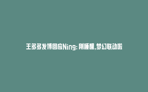 王多多发博回应Ning： 刚睡醒，梦幻联动啦_https://www.npxbk.com_商业_第1张